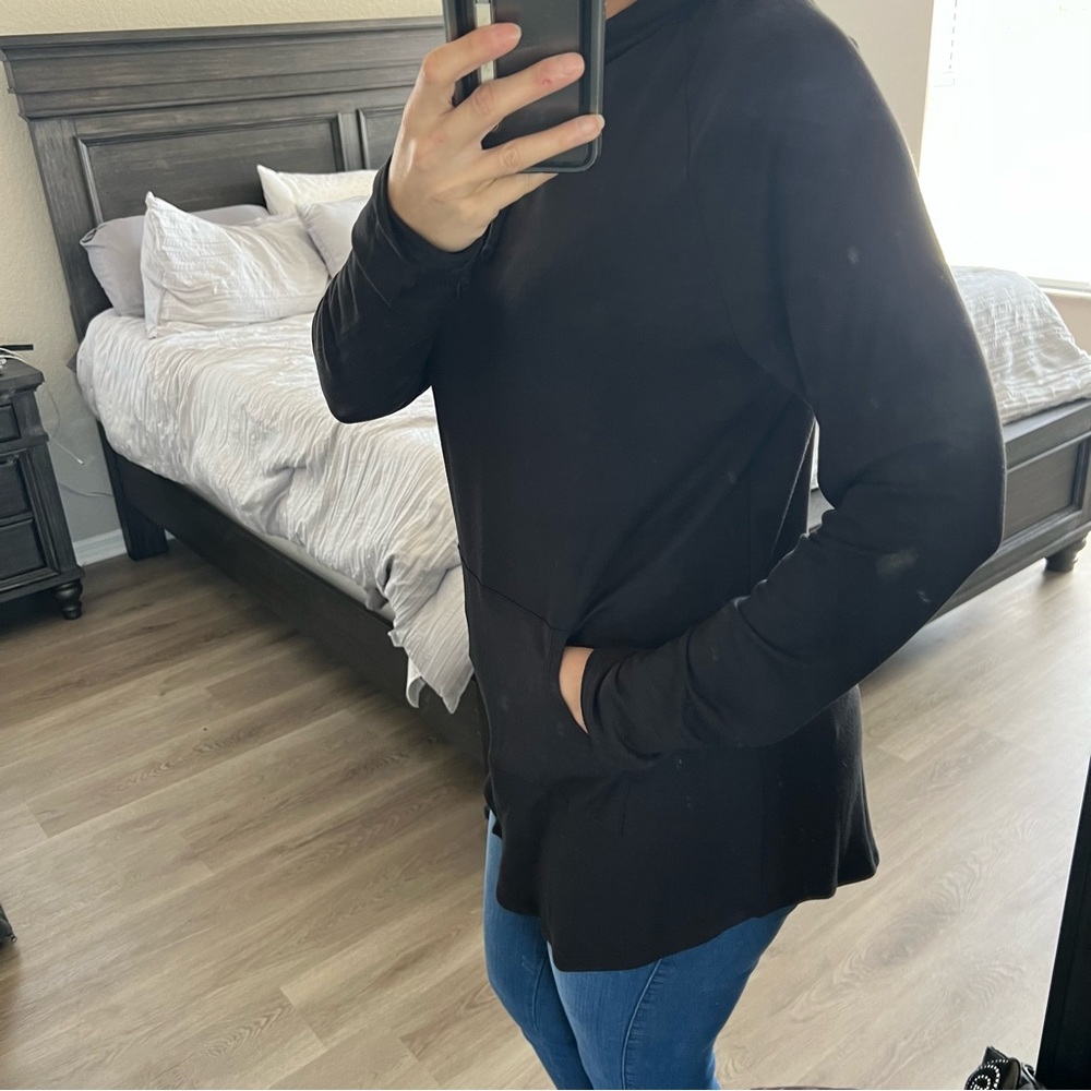 Long Sleeve Hooded Black Long Sweater